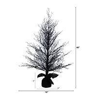 4ft. Pre-Lit LED Halloween Black Twig Artificial Fall Tree in Burlap Planter