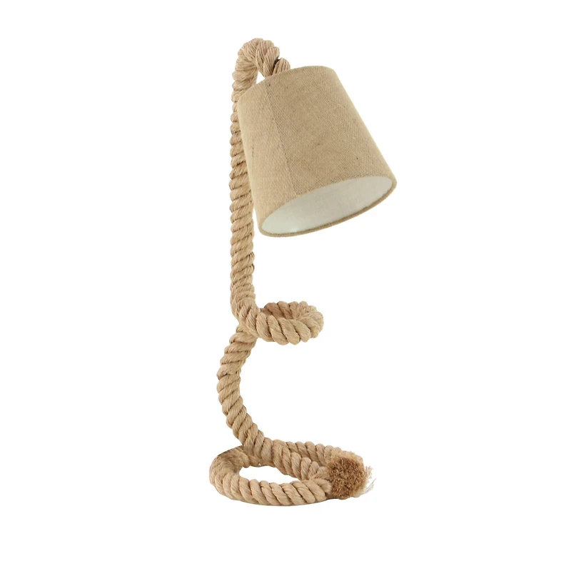 Brown Rope and Iron Rustic Desk Lamp, 32" x 11" x 14"