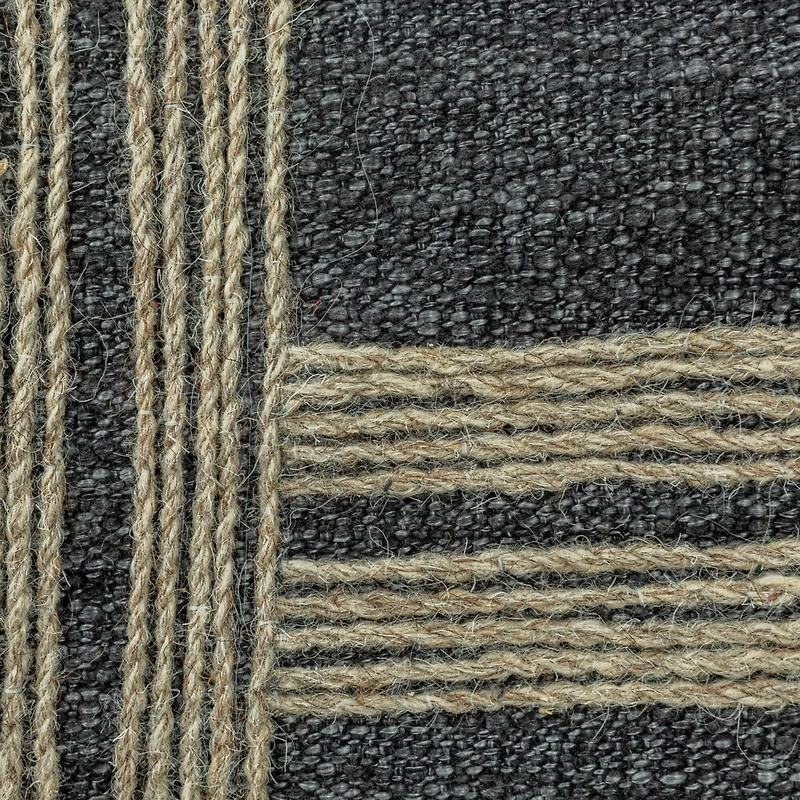 Hello Honey® Charcoal & Natural Cotton Blend Lumbar Pillow with Jute Embroidery