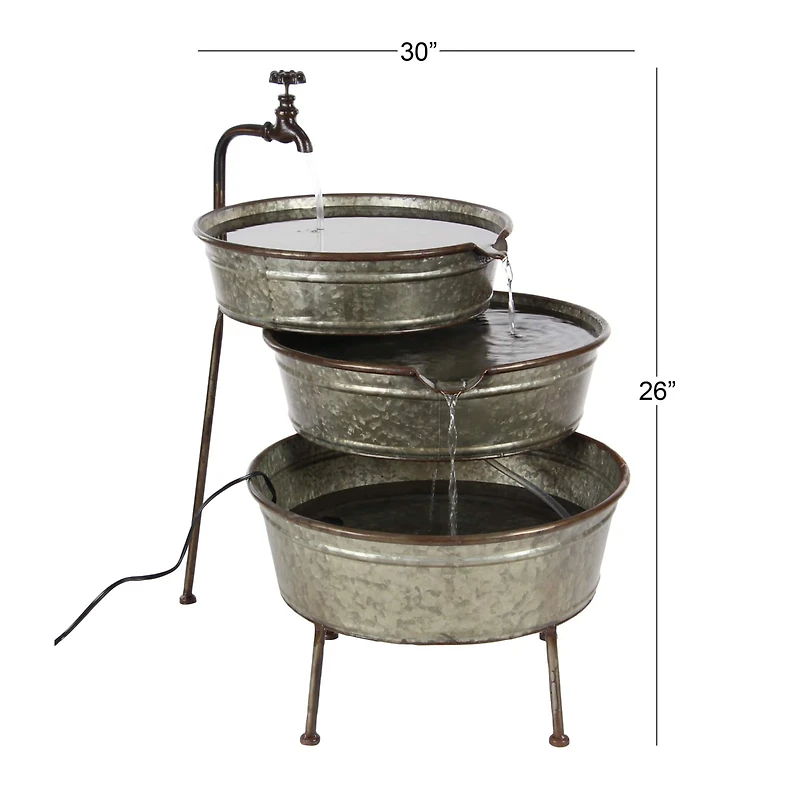 Grey Iron Farmhouse Fountain, 26" x 30" x 21"