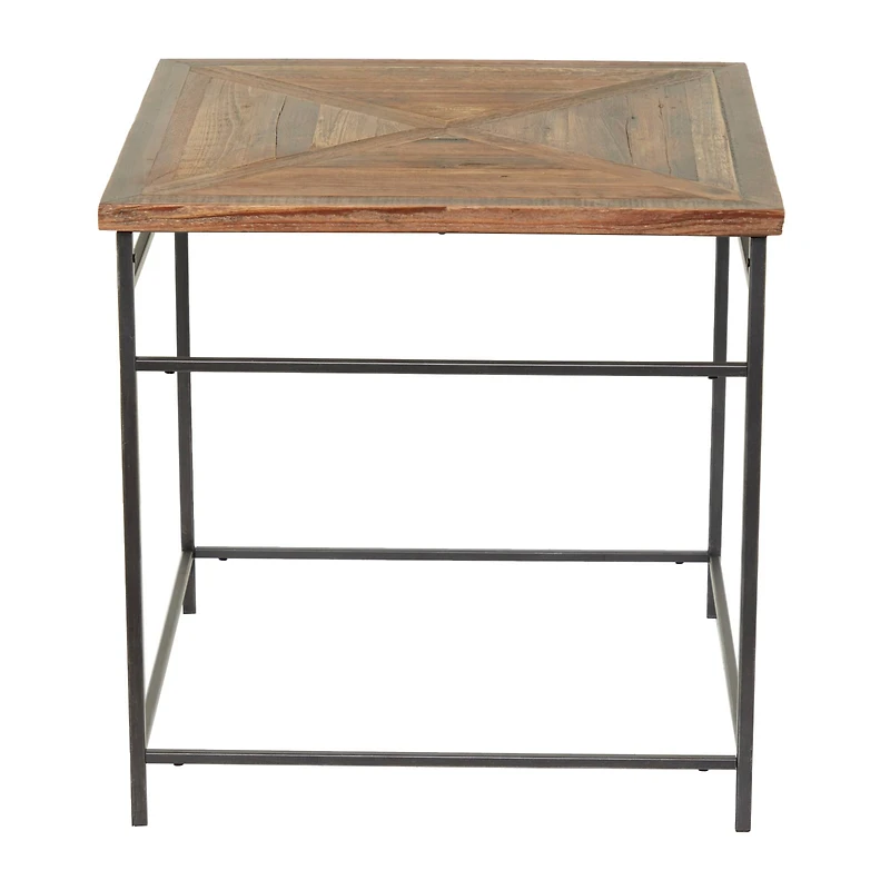 Brown Wood Rustic Accent Table 24" x 24" x 24"