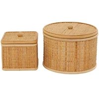 Novogratz Brown Rattan Storage Box Set