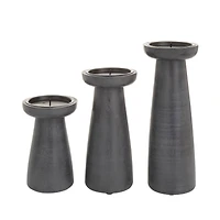 Black Wood Modern Candle holder 10",8",6"