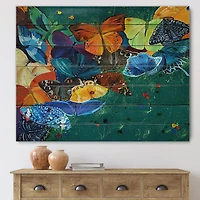 Designart - Colour Butterflies On A Gree