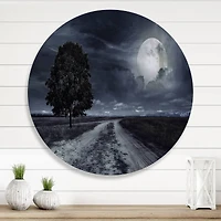 Designart - Paved Road Under A Full Moon