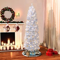 6.5ft. Pre-Lit White Pencil Northern Fir Artificial Christmas Tree, White Lights