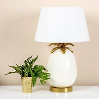 Hello Honey® 22" White & Gold Tropical Table Lamp with Pineapple Detail