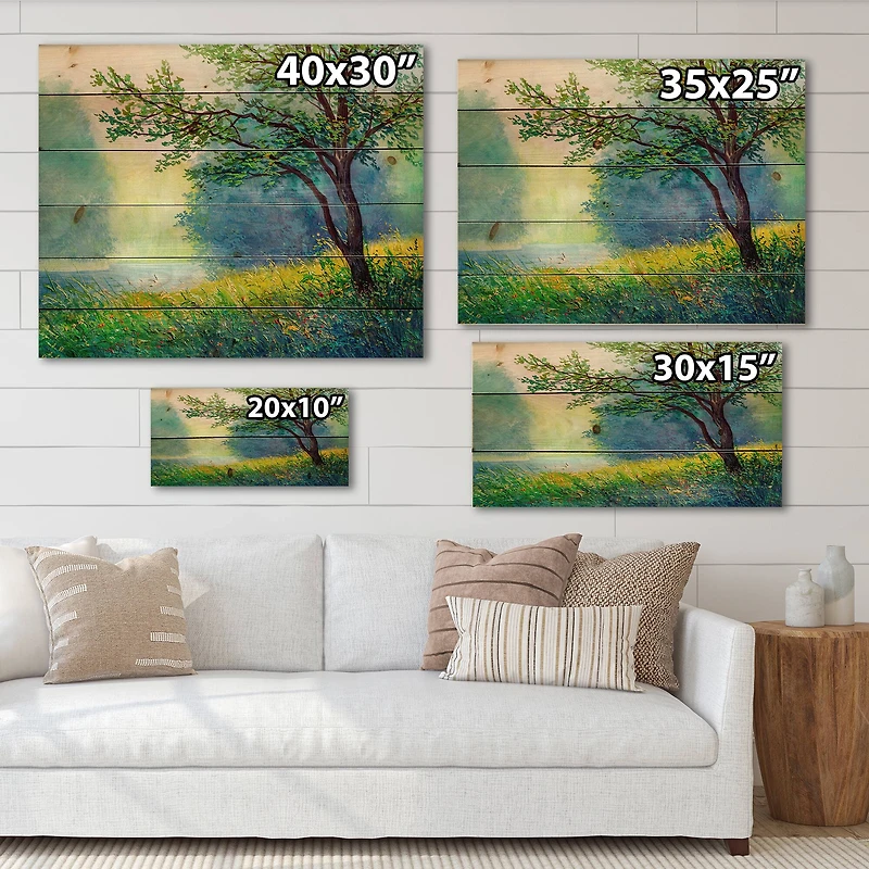 Designart - Summer Forest With River and Waterfall