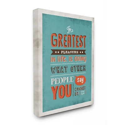 Stupell Industries The Greatest Pleasure Inspirational Vintage Comic Book Canvas Wall Art