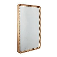 Gold Metal Wall Mirror with Beaded Detailing 24" x 2" x 36"