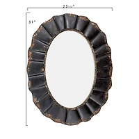 Hello Honey® 31" Black Oval Scalloped Metal Mirror