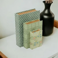 Green Faux Leather Faux Book Box Set