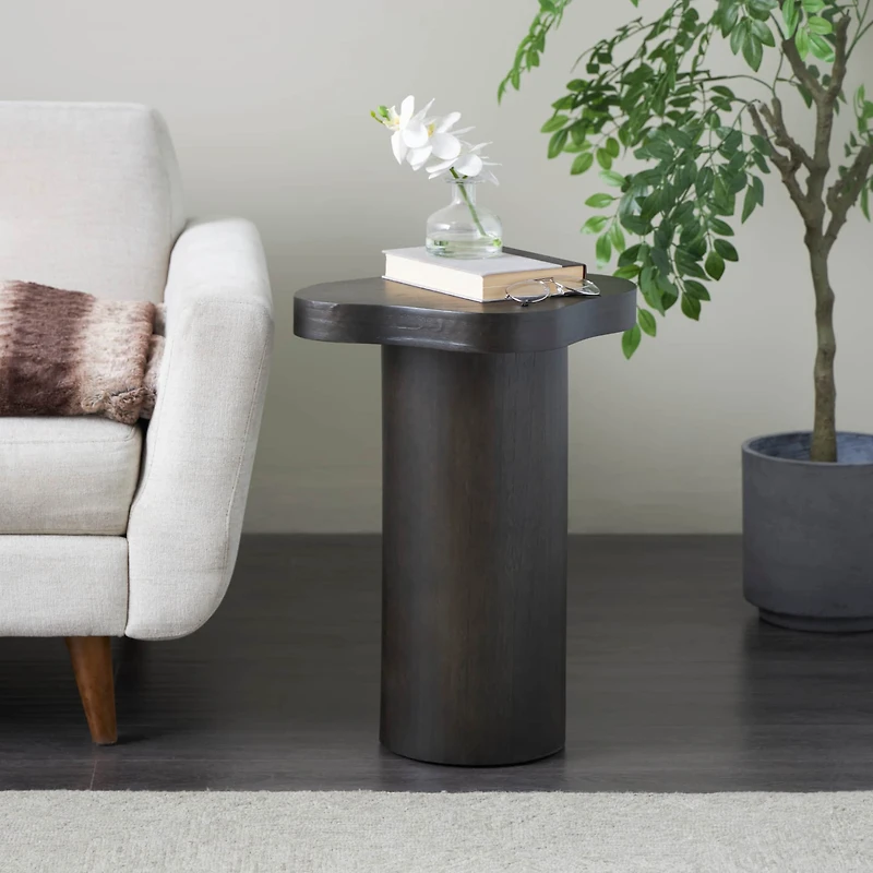 23" Pedestal Side End Accent Table with Rounded Square Top