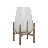 Hello Honey® 8'' Glass Vase with Rattan Wrapped Metal Stand