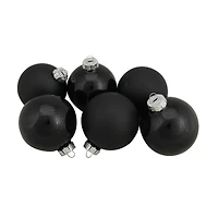 6ct. 3.25" 2-Finish Black Glass Ball Ornaments
