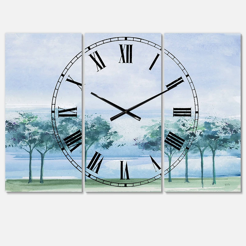 Designart Across The Lake VI 3 Panel Farmhouse Wall Clock