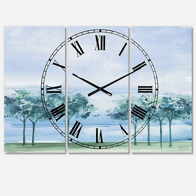 Designart Across The Lake VI 3 Panel Farmhouse Wall Clock