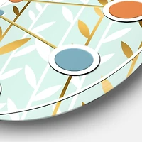 Designart 'Golden Foliage I Mid-Century Modern Wall Clock