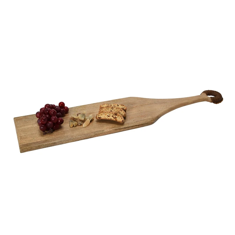 Hello Honey® Mango Wood Cutting Board with Braided Leather Handle