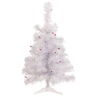 2ft. Pre-Lit White Rockport Pine Artificial Christmas Tree, Pink Lights