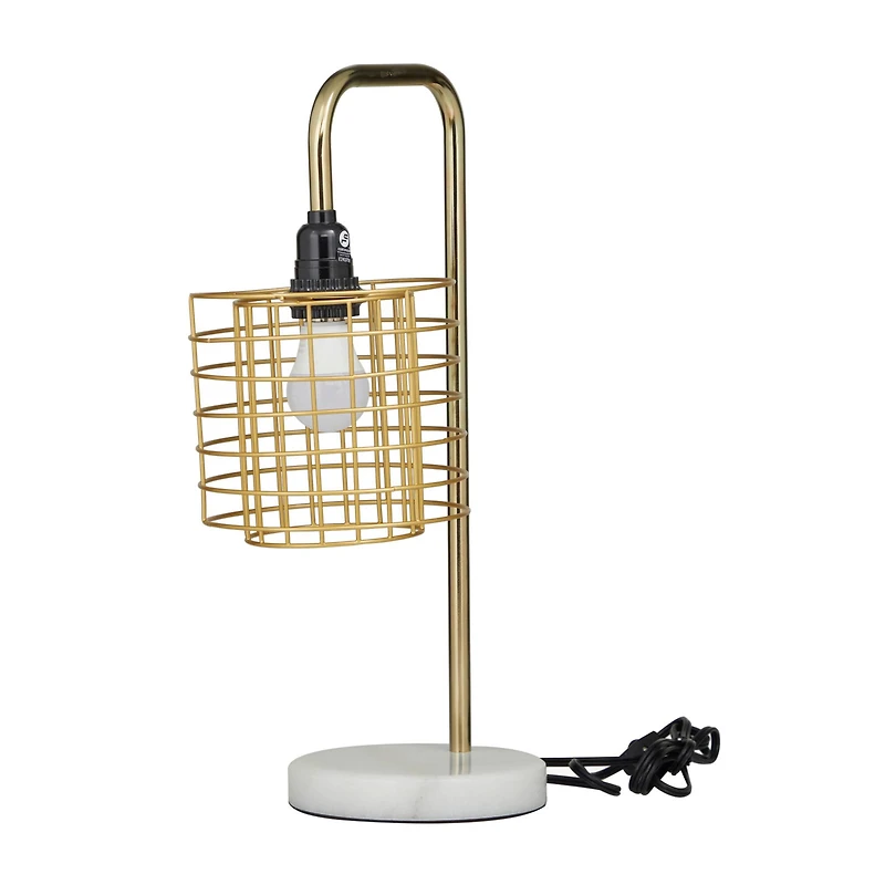 Gold Metal Industrial Table Lamp, 9" x 13" x 20"