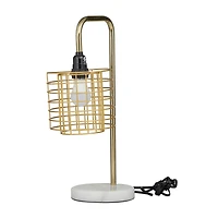 Gold Metal Industrial Table Lamp, 9" x 13" x 20"