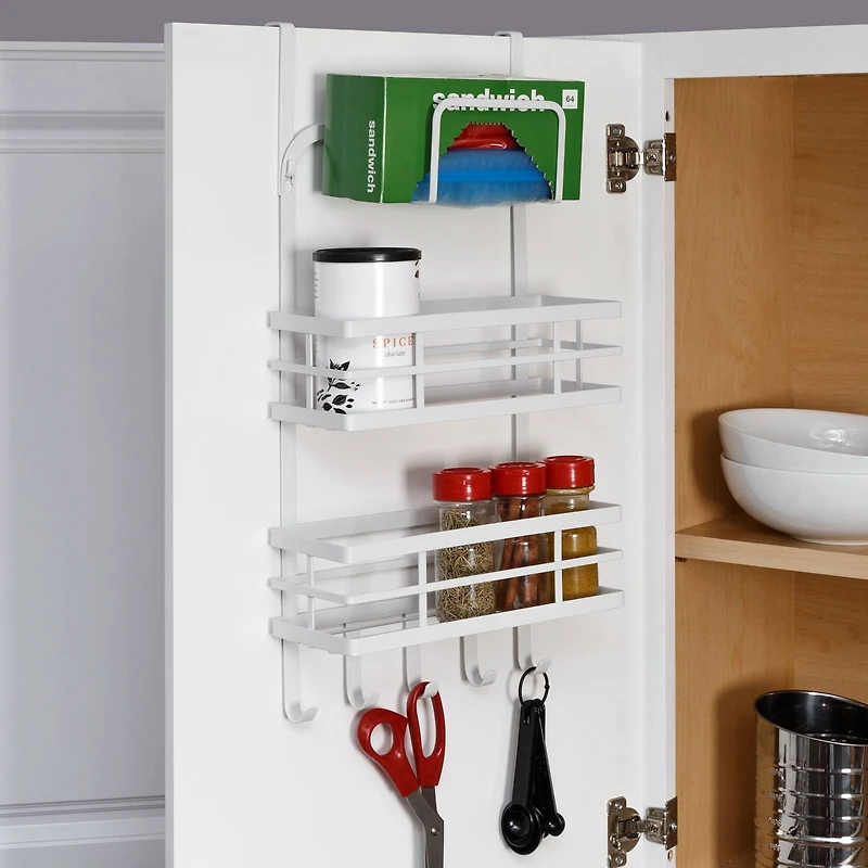 Honey Can Do White Over Cabinet Door Organizer with Hooks