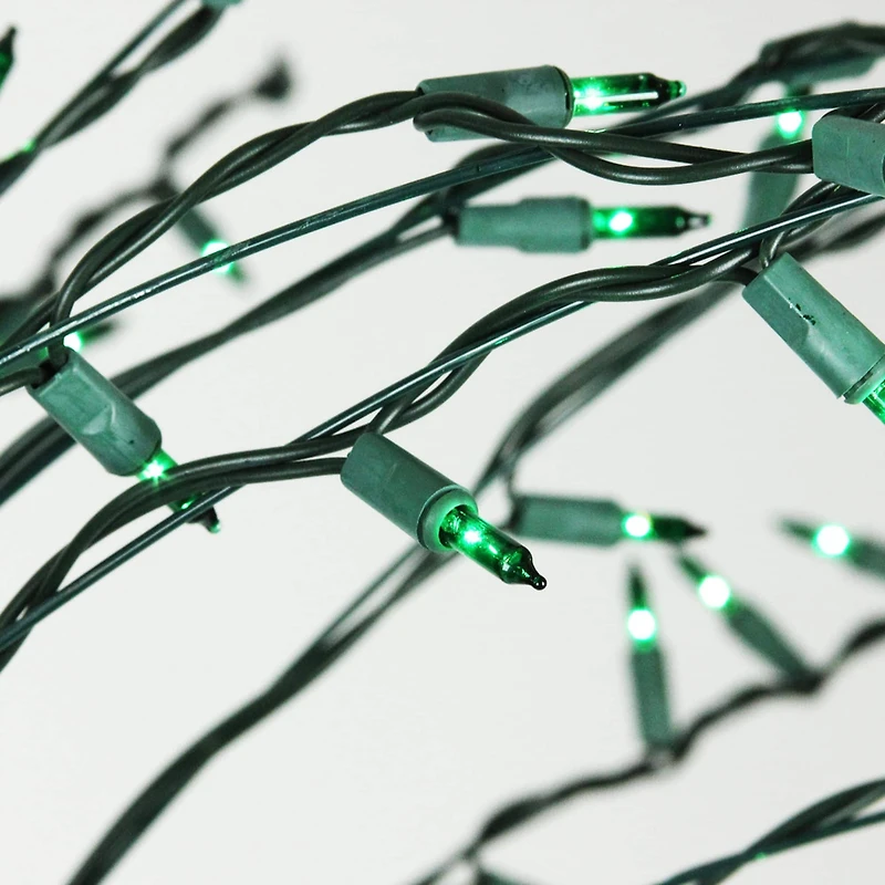 9ft. Pre-Lit Cascade Twig Artificial Christmas Tree, Green Lights