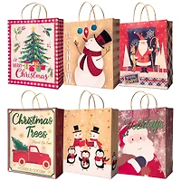 Pack of 12 Assorted Large Christmas Gift Bags with Handle
