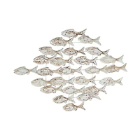 37" White Wood Fish Coastal Wall Decor