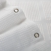 Elle Décor White Jacquard Solid Weave Shower Curtain