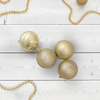 60ct Champagne Gold Shatterproof 4-Finish Ball Ornaments
