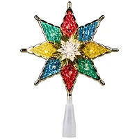 8" Pre-Lit Red and Green Crystal 8-Point Star Christmas Tree Topper - Clear Lights