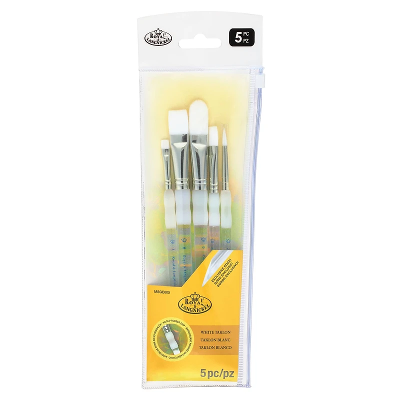 9 Pack: Royal & Langnickel® Soft-Grip™ White Taklon Brush Set