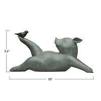 Hello Honey® 7.5" Gray Yoga Pig with Bird Decoration
