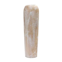 23.5" Whitewashed Wood Cylinder Floor Vase