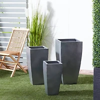 Gray Metal Modern Planter Set