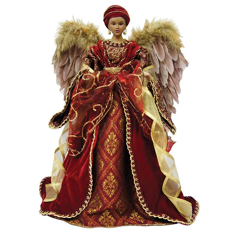 Santa's Workshop 16" Red & Gold Angel Tree Topper
