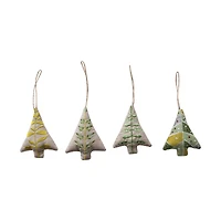 Hello Honey® 4 Pack 4" Embroidered Tree Cotton Chambray Ornaments