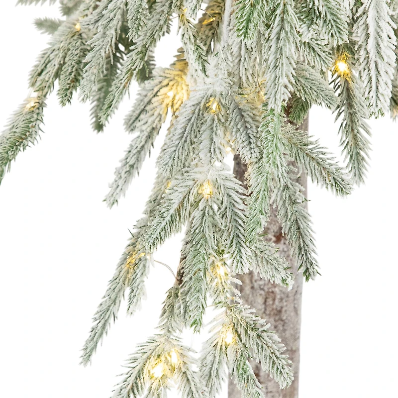 6ft. Pre-Lit Alpine Flocked Artificial Christmas Tree, Clear LED Lights