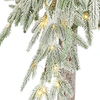 6ft. Pre-Lit Alpine Flocked Artificial Christmas Tree, Clear LED Lights