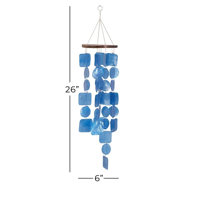 Blue Capiz shell Coastal Windchime, 26", 6"