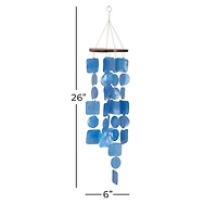 Blue Capiz shell Coastal Windchime, 26", 6"