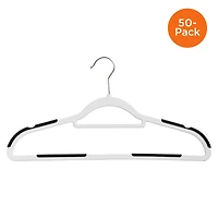 Honey Can Do White & Black Rubber Grip No-Slip Plastic Hangers, 50ct.