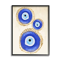 Stupell Industries Round Blue Evil Eye Pattern Dotted Detail Framed Giclee Art