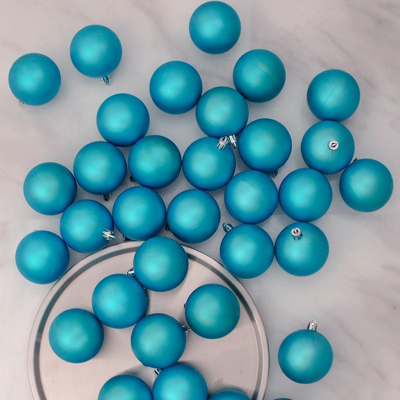 60ct Matte Turquoise Blue Shatterproof Ball Ornaments