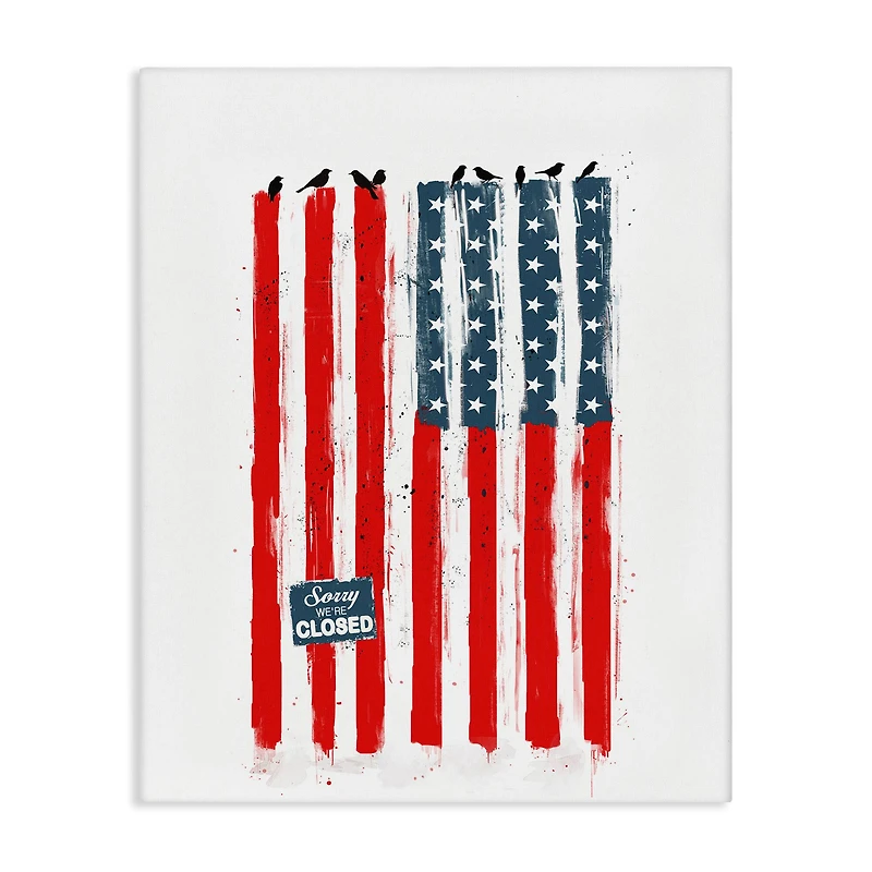 Stupell Industries American Flag Birds on Wall Political Statement Canvas Wall Art