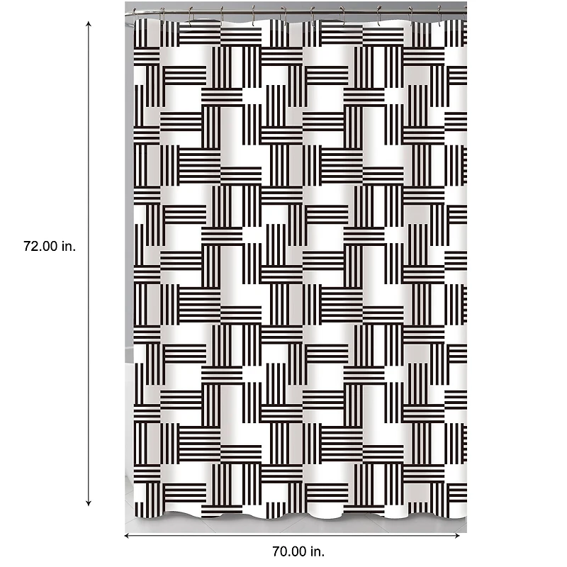 Bath Bliss Woven Stripes Design Shower Curtain