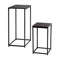 Honey Can Do Square Black Side Tables Set