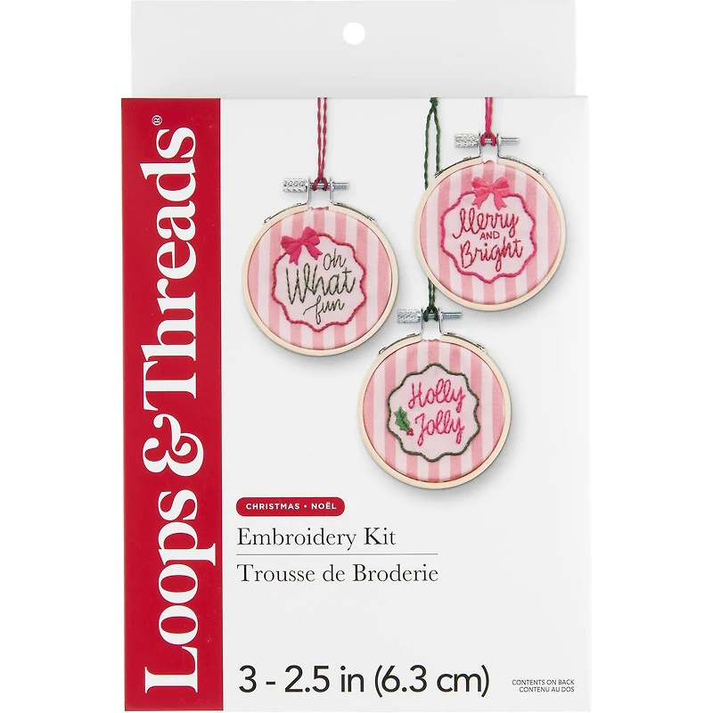 2.5" Holiday Sentiment Ornaments Embroidery Kit by Loops & Threads®